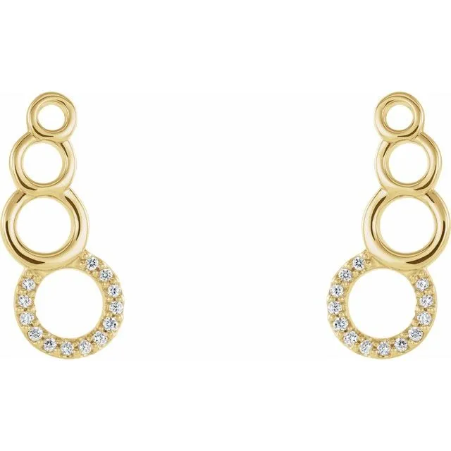 14K Yellow .06 CTW Diamond Geometric Ear Climbers
