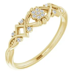 14K Yellow .06 CTW Diamond Vintage-Inspired Ring