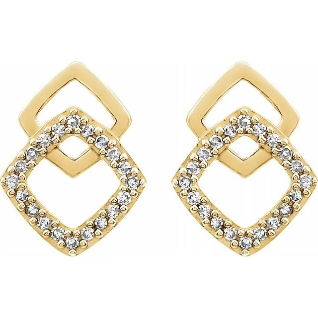 14K Yellow 1/10 CTW Diamond Geometric Earrings