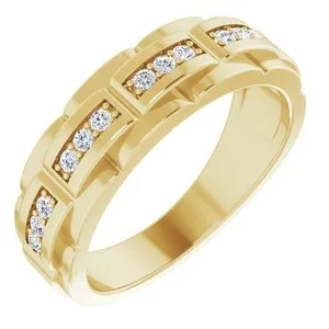14K Yellow 1/3 CTW Diamond Pattern Ring