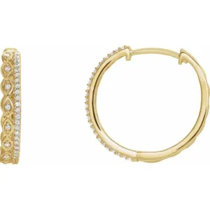 14K Yellow 1/4 CTW Diamond Geometric Hoop Earrings