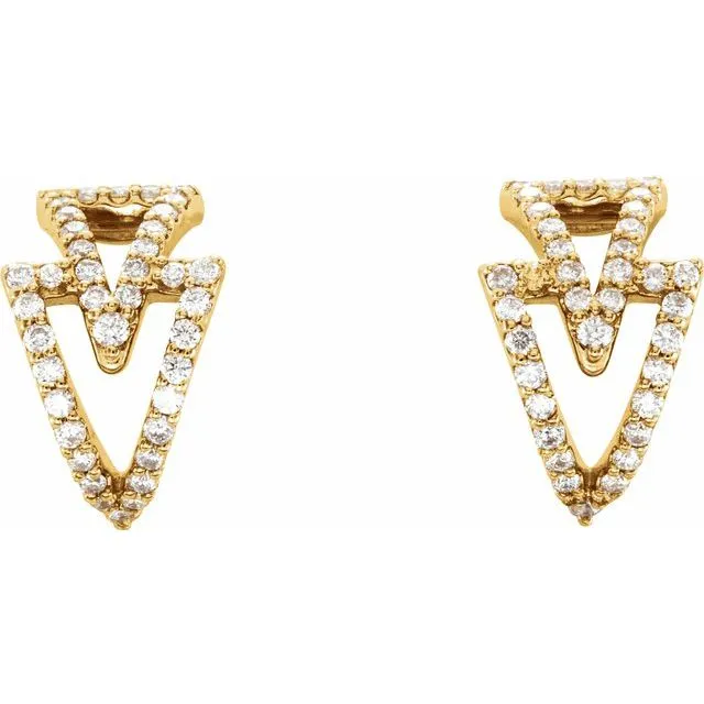 14K Yellow 1/4 CTW Diamond Geometric Hoop Earrings