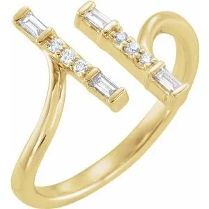 14K Yellow 1/6 CTW Diamond Double Bar Ring