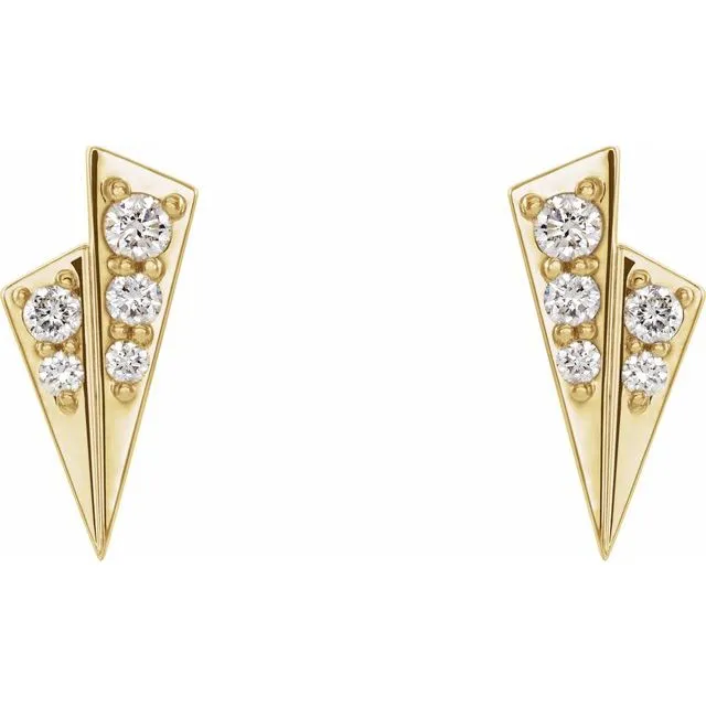 14K Yellow 1/6 CTW Diamond Geometric Earrings