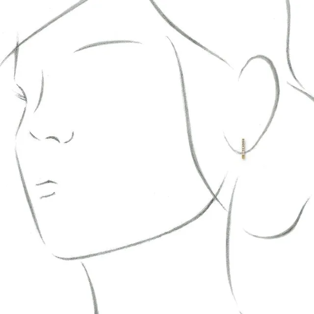 14K Yellow 1/8 CTW Diamond Geometric Hinged Hoop Earrings