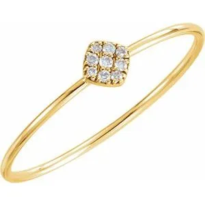 14K Yellow 1/8 CTW Diamond Petite Square Ring