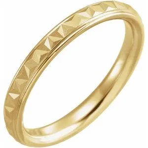 14K Yellow 3 mm Geometric Band with Matte/Polished Finish Size 7