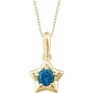 14K Yellow 3 mm Round December Youth Star Birthstone 15" Necklace