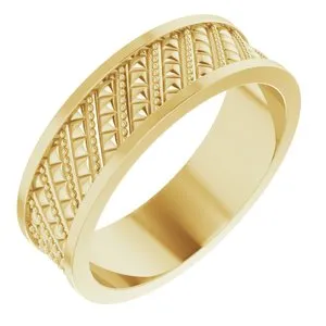 14K Yellow 7 mm Geometric Band Size 11