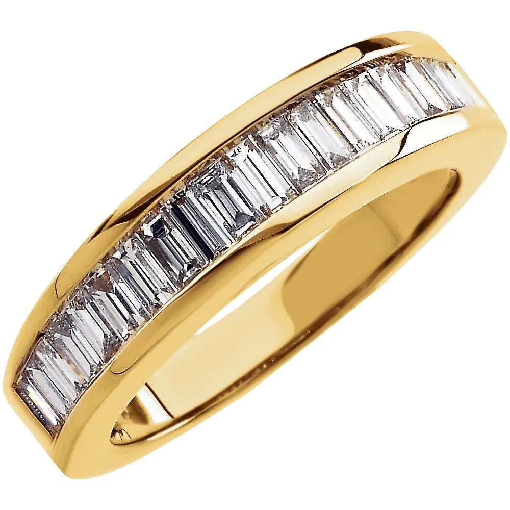 14k Yellow Gold 1 CTW Diamond Baguette Anniversary Band Size 8