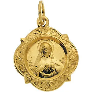 14k Yellow Gold 12.14x12.09mm Immaculate Heart of Mary Medal