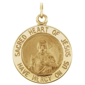14k Yellow Gold 15mm Sacred Heart of Jesus Medal