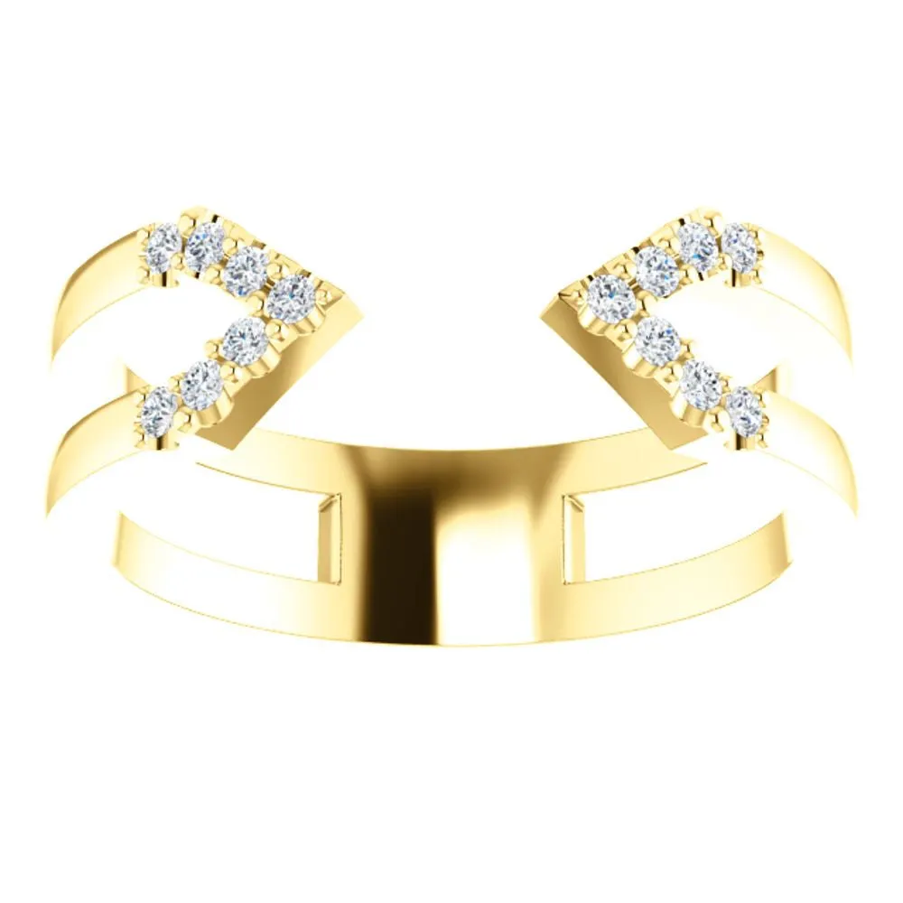 14k Yellow Gold 1/8 CTW Diamond Geometric Ring, Size 7