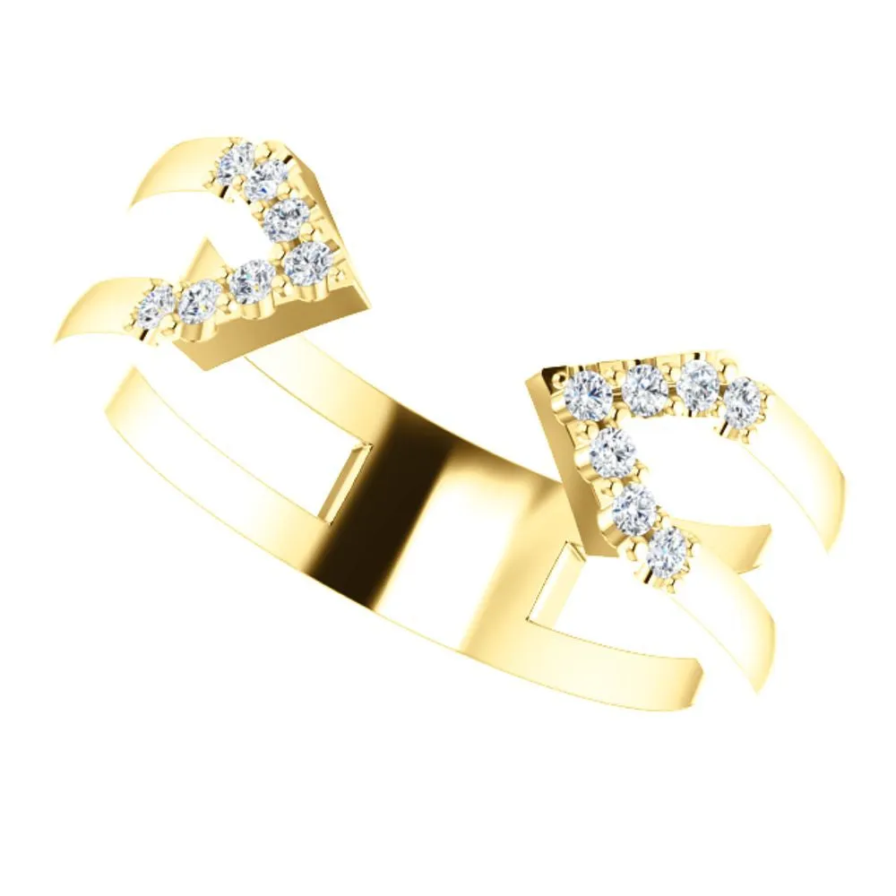 14k Yellow Gold 1/8 CTW Diamond Geometric Ring, Size 7
