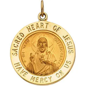 14k Yellow Gold 22mm Sacred Heart of Jesus Medal