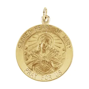 14k Yellow Gold 22mm Sacred Heart of Mary Medal