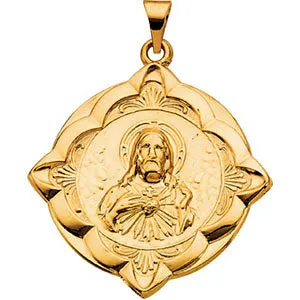 14k Yellow Gold 31x31mm Sacred Heart Medal
