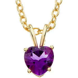 14k Yellow Gold 6mm Amethyst Heart 18" Necklace