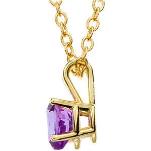 14k Yellow Gold 6mm Amethyst Heart 18" Necklace