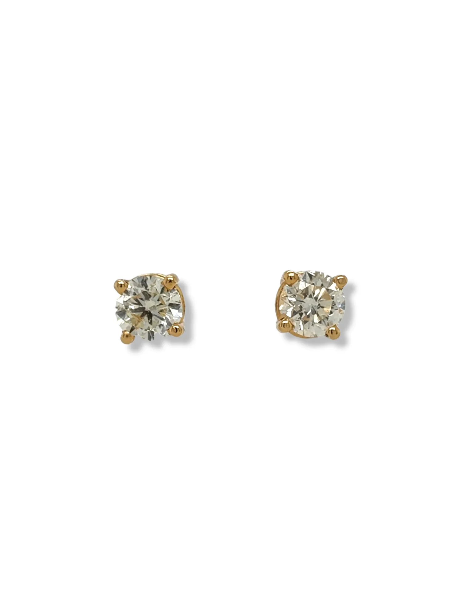 14K Yellow Gold and 1/2 Carat Diamond Stud Earrings