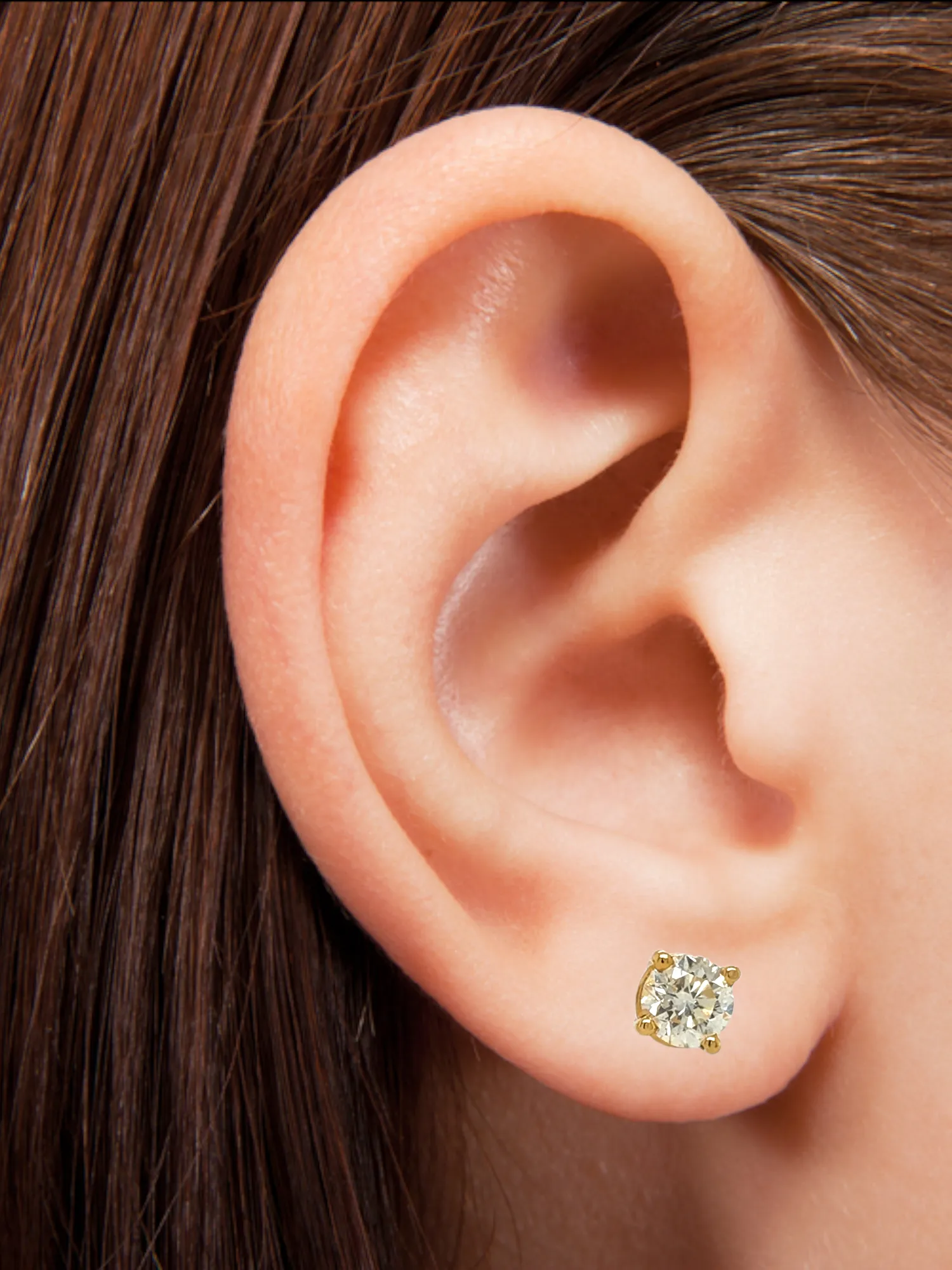 14K Yellow Gold and 1/2 Carat Diamond Stud Earrings