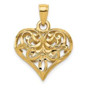 14k Yellow Gold D.C Fleur-de-lis Heart Pendant
