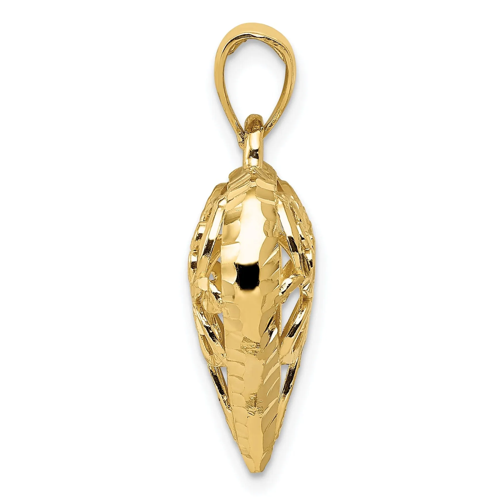 14k Yellow Gold D.C Fleur-de-lis Heart Pendant