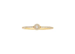 14k Yellow Gold Diamond Single Round Stackable Ring