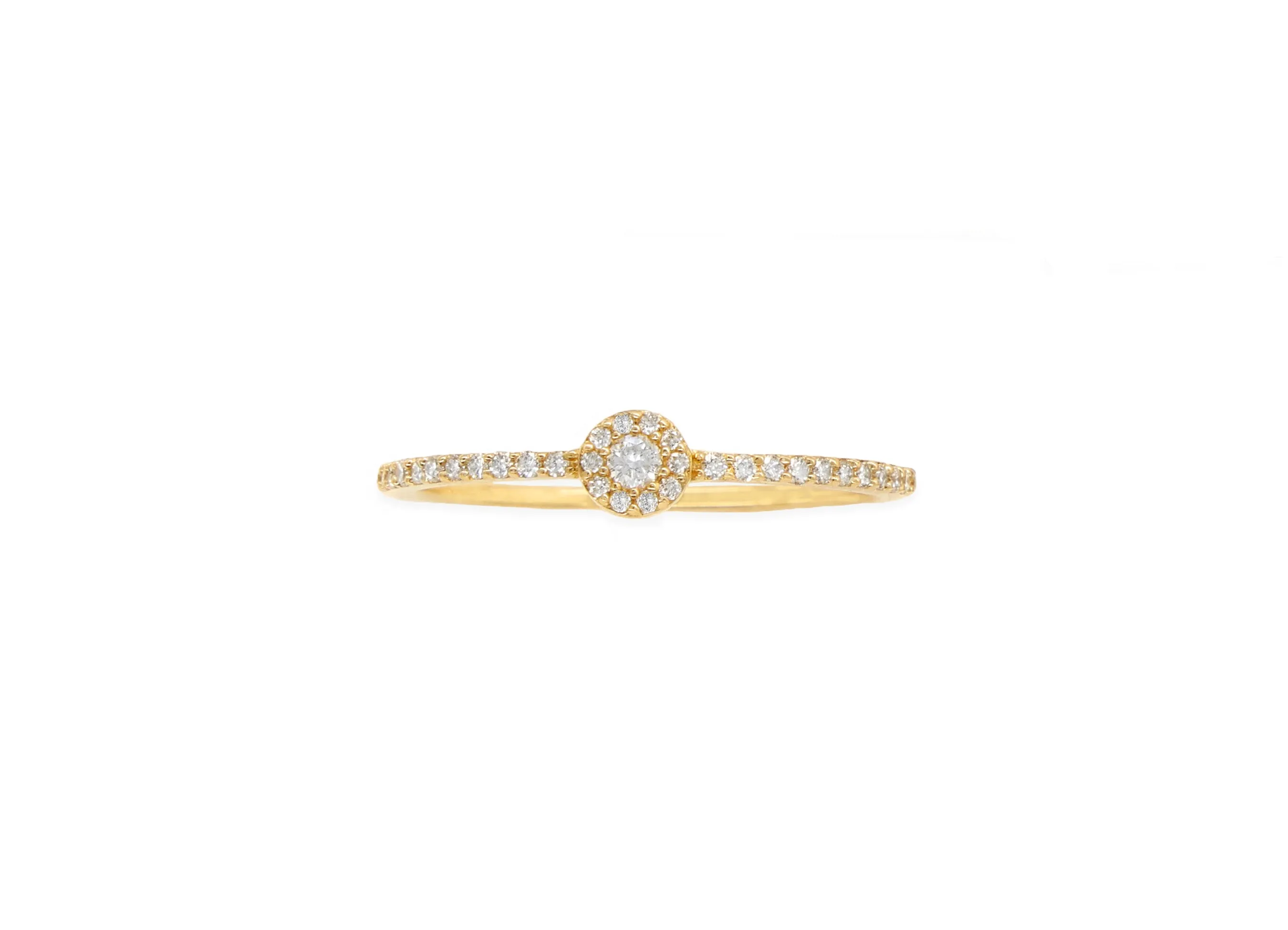 14k Yellow Gold Diamond Single Round Stackable Ring