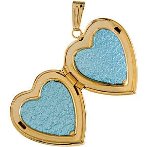 14k Yellow Gold Engraved Flower "I Love You" Heart Locket