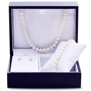 14K Yellow Gold Fresh Water Pearl Wood Box Gift Set