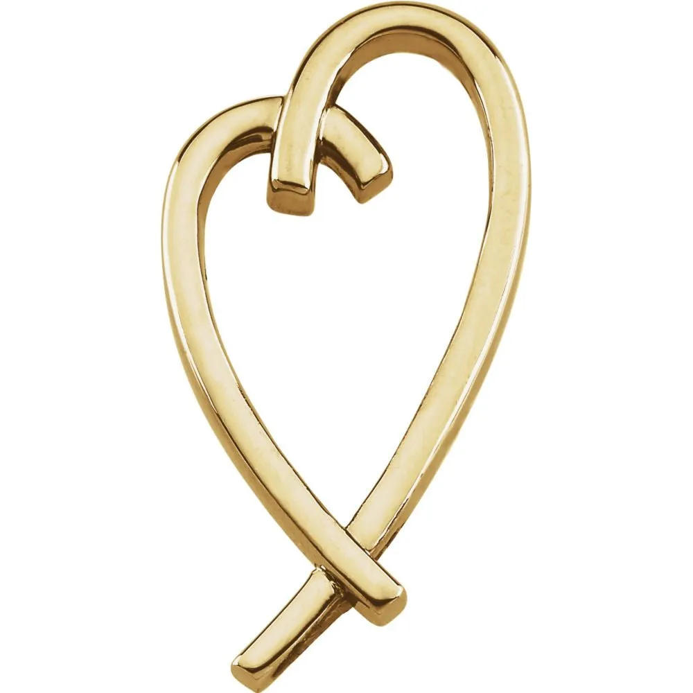 14k Yellow Gold Heart Pendant Slide