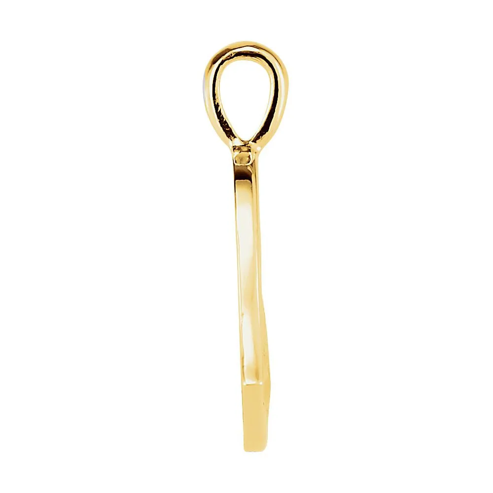 14k Yellow Gold Heart print Happy Mothers Day Pendant