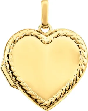 14k Yellow Gold Heart Rope Design Locket