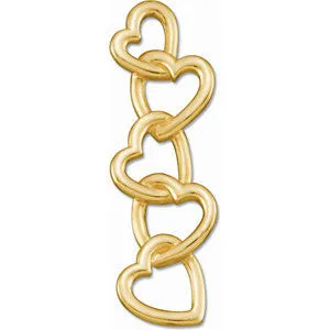 14k Yellow Gold Linked Hearts Pendant