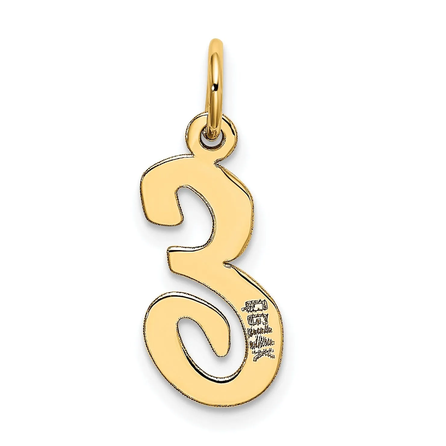14K Yellow Gold Medium Size Fancy Script Design Letter E Initial Pendant