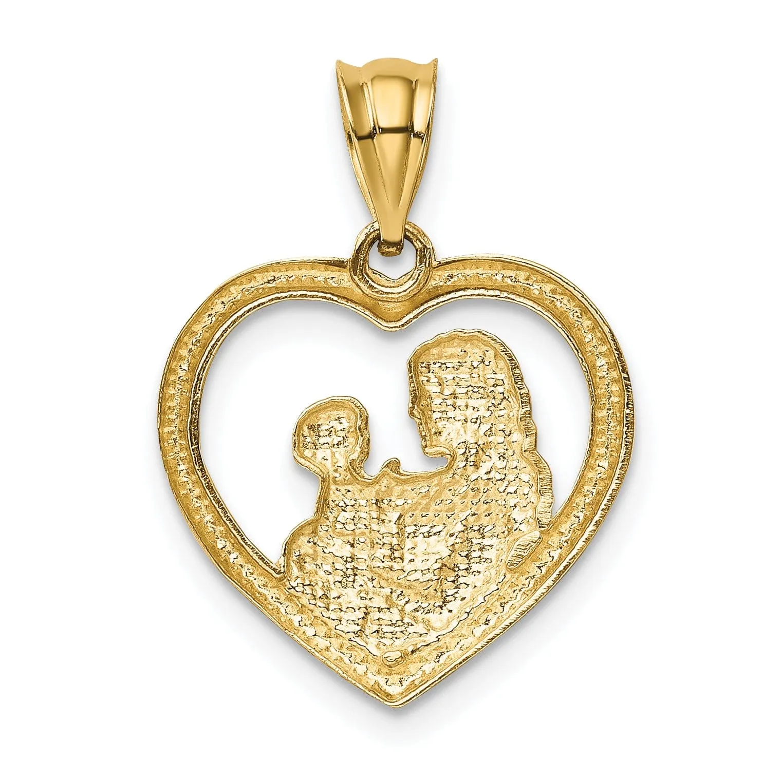 14k Yellow Gold Mom Baby Heart Charm Pendant