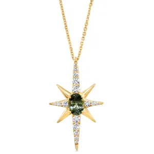 14K Yellow Gold Montana Sapphire/Diamond Star Pendant