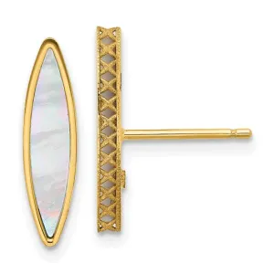14K Yellow Gold Mother of Pearl Stud Earrings