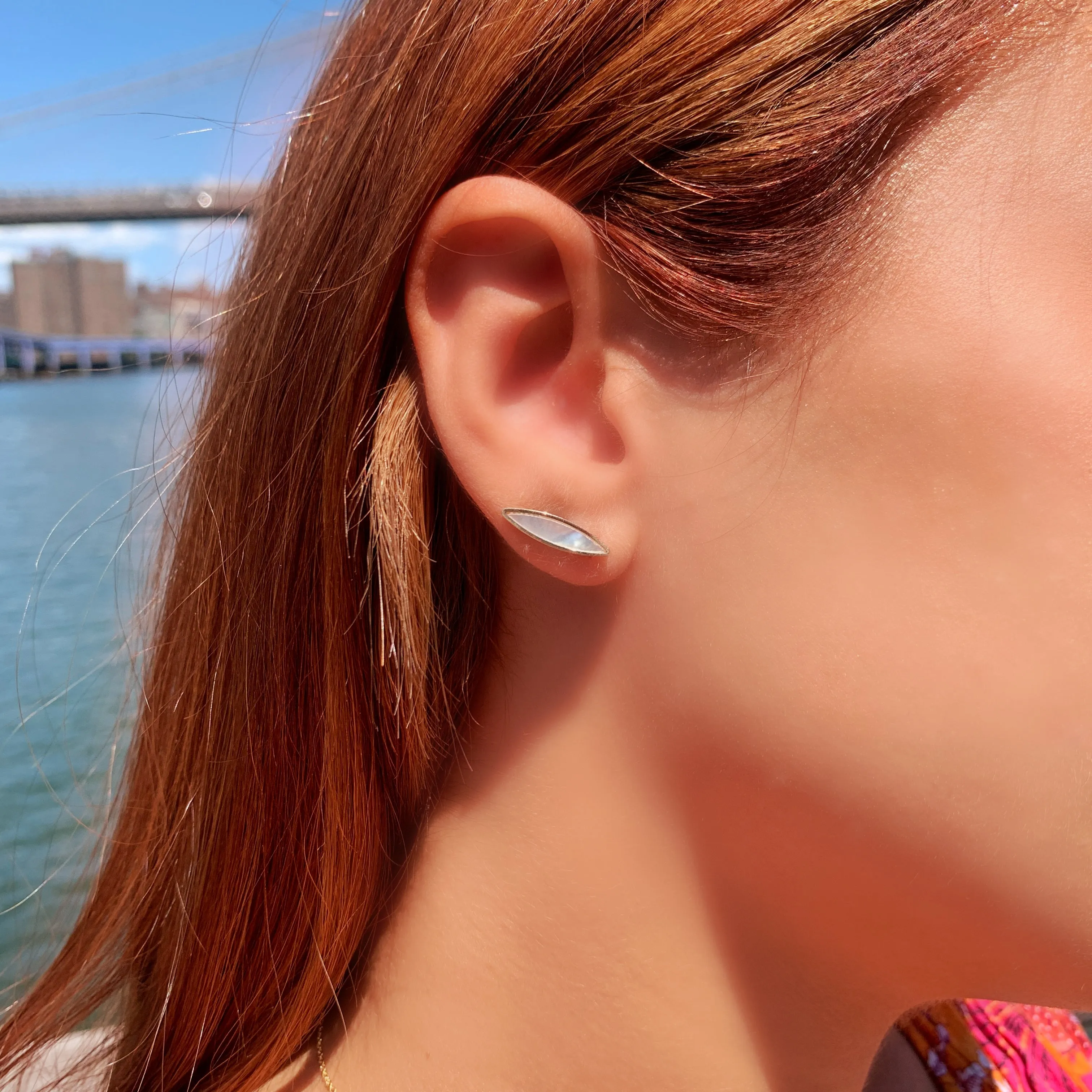 14K Yellow Gold Mother of Pearl Stud Earrings