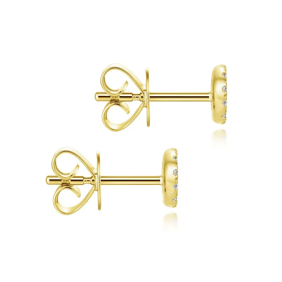 14K Yellow Gold Round Cluster Diamond Stud Earrings, 0.13ctw...