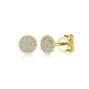 14K Yellow Gold Round Cluster Diamond Stud Earrings, 0.13ctw...