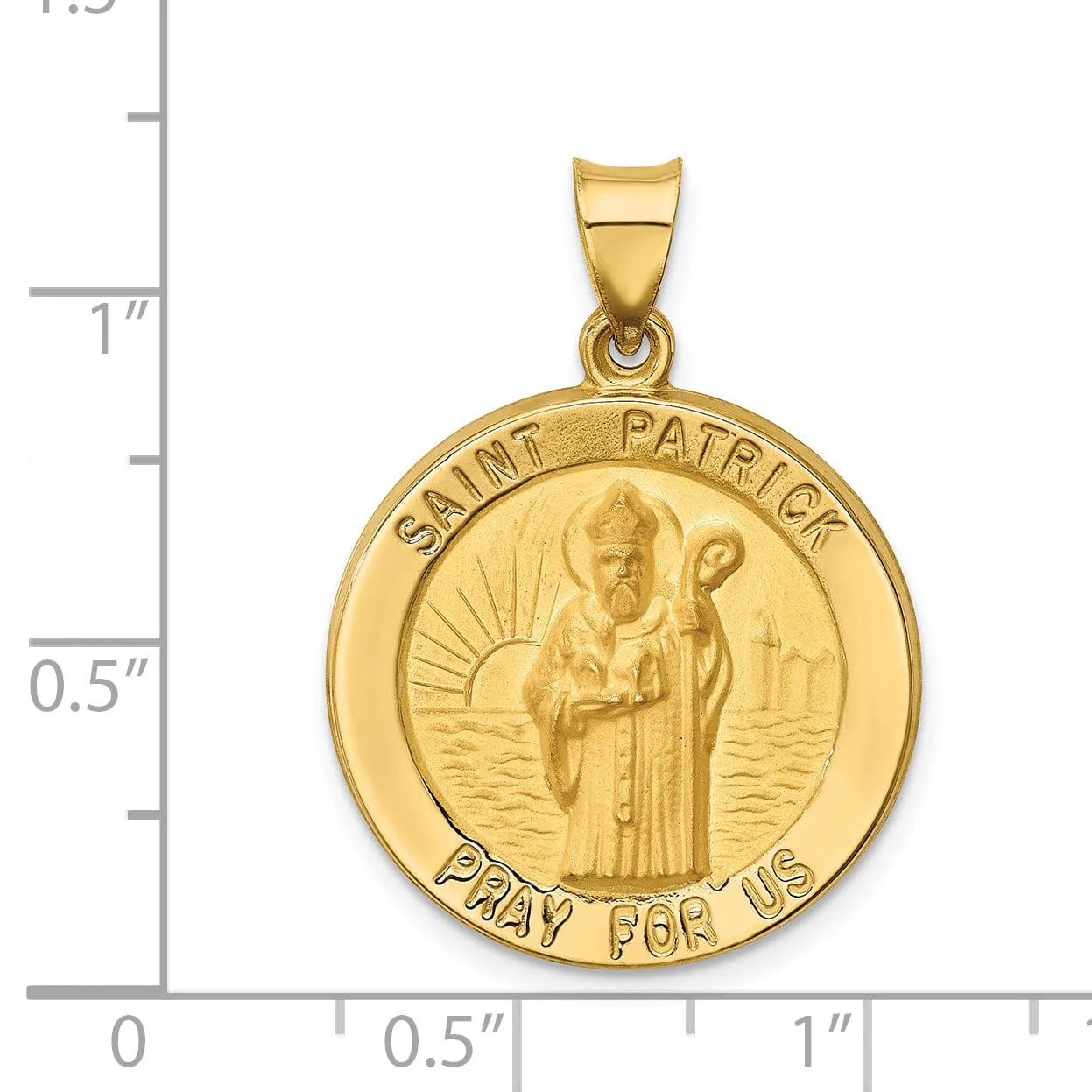 14k Yellow Gold Saint Patrick Medal Pendant