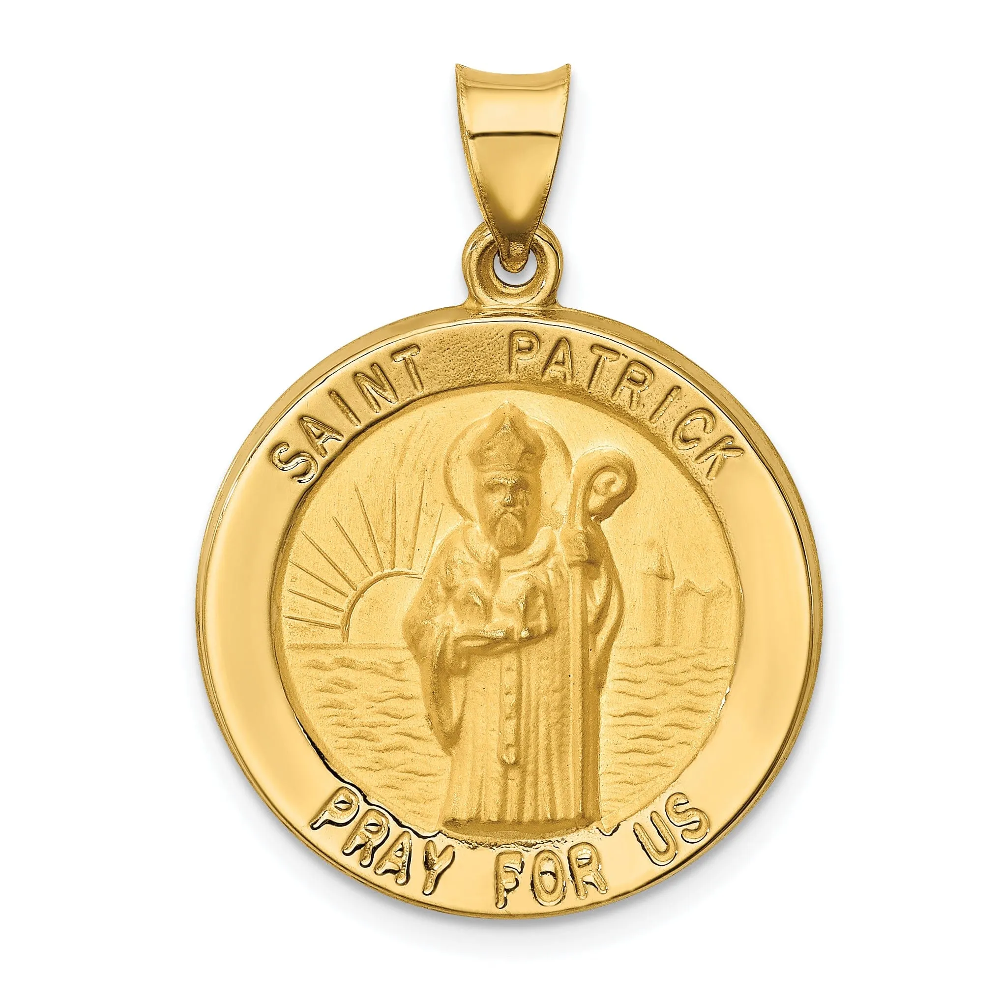 14k Yellow Gold Saint Patrick Medal Pendant