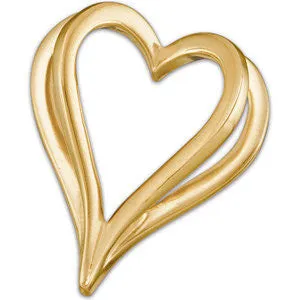 14k Yellow Gold Shadow Heart Pendant Slide