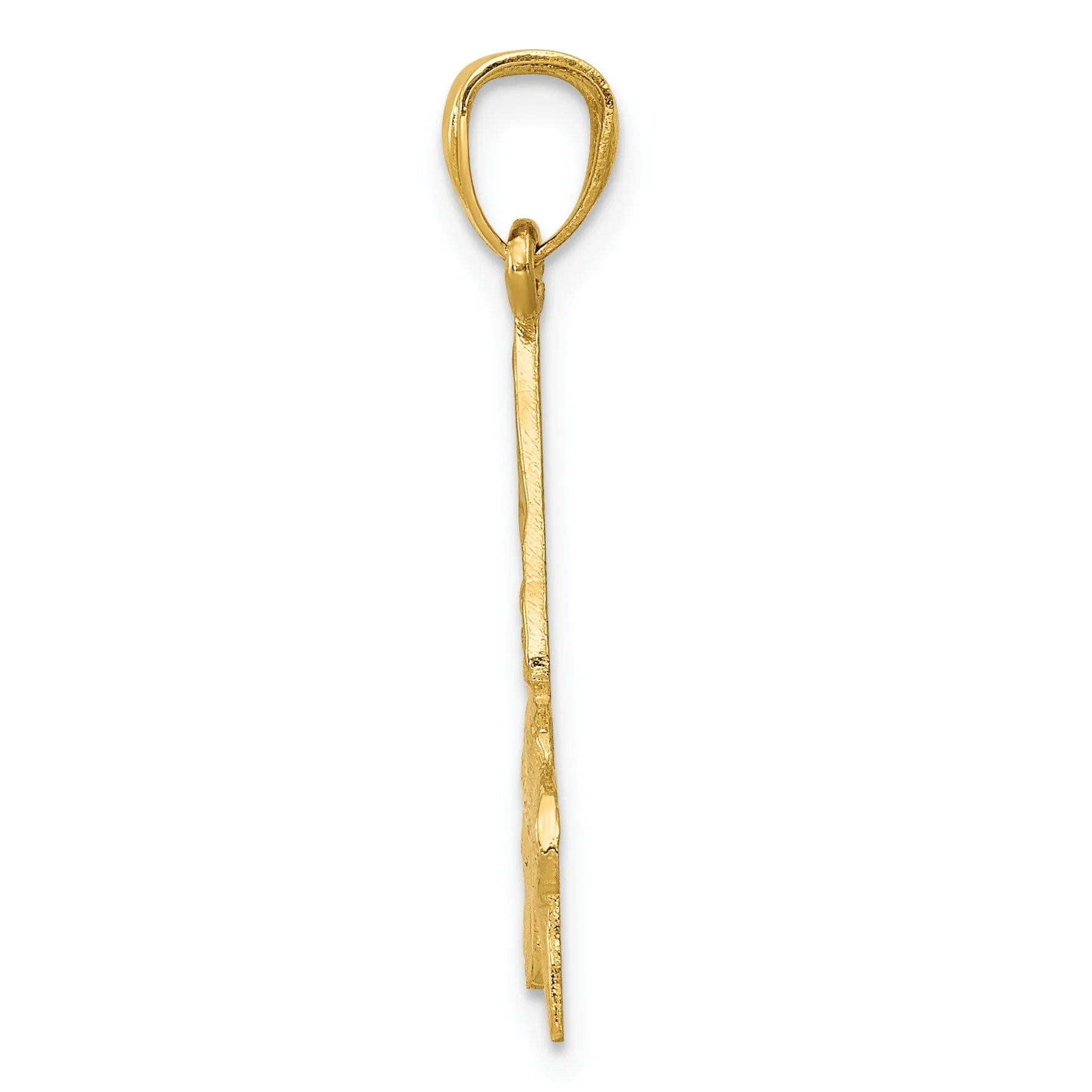 14k Yellow Gold Solid D.C Polished Finish Flying Hummingbird Pendant