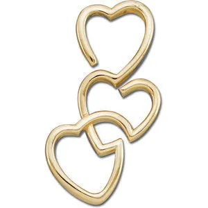 14k Yellow Gold Triple Heart Pendant Slide