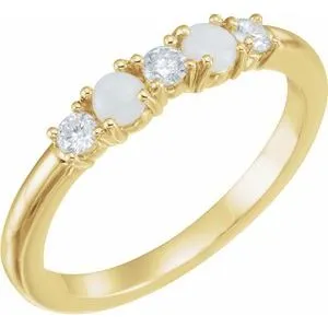 14K Yellow Opal & 1/5 CTW Diamond Stackable Ring