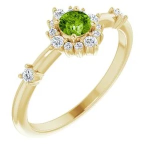 14K Yellow Peridot & 1/6 CTW Diamond Ring