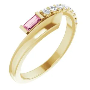 14K Yellow Pink Sapphire & 1/6 CTW Diamond Bypass Ring